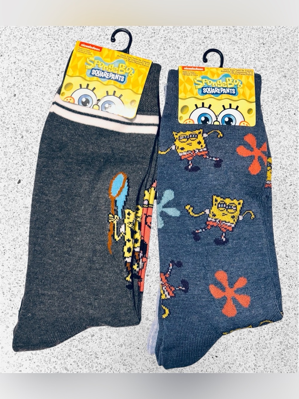 Set of 4 Pairs of Men’s SpongeBob SquarePants Officially Licensed Crew Socks